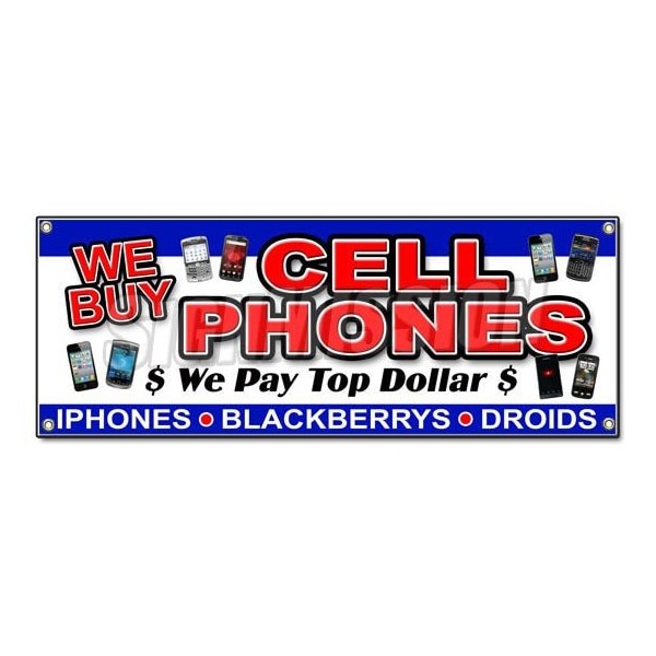 WE BUY CELL PHONES BANNER SIGN computers games mobile batteries smartphones